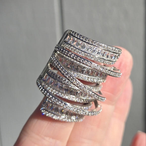 Sterling S925 silver Zircon & Topaz finger cuff sz10 - Picture 11 of 13